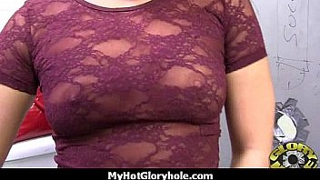 I sneak black bj as i fuck husband thrue gloryhole 16