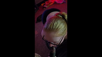 Hot redhead with glasses worships bbc with her throat pt2