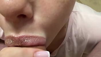 Sweet blowjob from a friend cum in mouth after a break