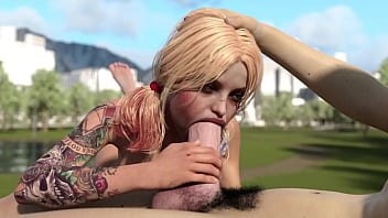 Harley quinn deeptroat huge white dick