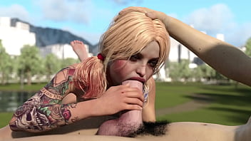 Harley quinn deeptroat huge white dick