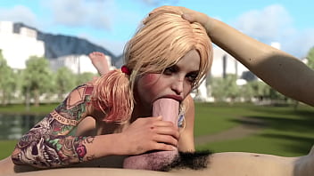 Harley quinn deeptroat huge white dick