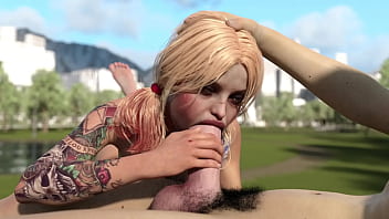 Harley quinn deeptroat huge white dick