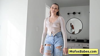 Slutty blondie teen gf suck her friend dick and masturbate in front of him