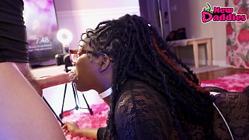 Black & ebony throat fucking day 6 28 ~ 20 year old ebony whore inhales white daddy