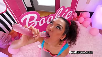 Spicy sarah trains her throat on dildo for scotts dick