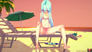 Sex at the beach young cute 19 year old blue haired girl fucked hard missionairy in koikatsu