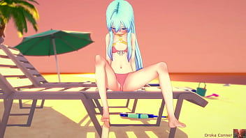 Sex at the beach young cute 19 year old blue haired girl fucked hard missionairy in koikatsu