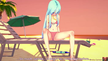 Sex at the beach young cute 19 year old blue haired girl fucked hard missionairy in koikatsu