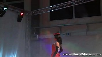 Slutty brunette hoe in red lingerie