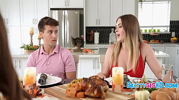 Petite teen's have a taboo thanksgiving with horny stepbro