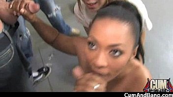 Ebony slut blows a group of horny dudes 22