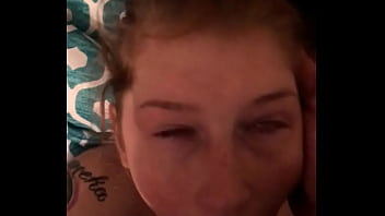 Sexy redhead deep throats