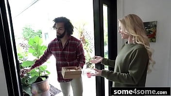 Thanksgiving game ends with fourway party with three hot teens