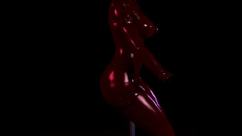 赤いラテックス衣装でポールダンスしてる透明な女 thumbnail