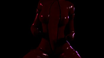 赤いラテックス衣装でポールダンスしてる透明な女 thumbnail