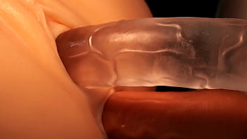 Double hole in pink pussy