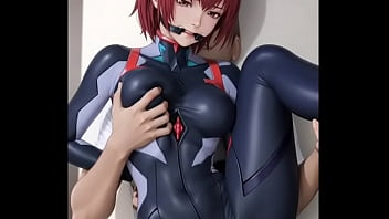 Rei ayanami in black bounded and grasped by boobs