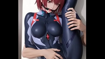Rei ayanami in black bounded and grasped by boobs