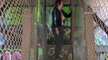 Terrifying pedestrian bridge walk with sarah bj — fear turns to wet desire