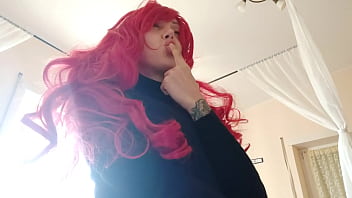 My stepsister is very naughty with her stockings and her new dildo