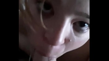 Cock slut getting excited eating fat cock