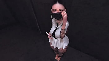 Asian coworker tries to hide an anal dildo rumbling in her ass second life