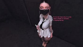 Asian coworker tries to hide an anal dildo rumbling in her ass second life