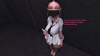 Asian coworker tries to hide an anal dildo rumbling in her ass second life