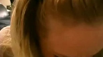 Sexy blonde drops to her knees