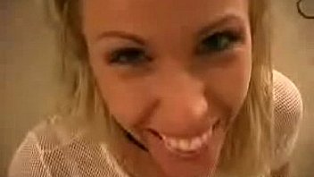 Sexy blonde drops to her knees