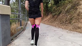 Wet panties outside hot lady