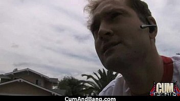 Ebony babe sucks group of white guys 8