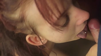 Super hot 19 year redhead sucking out 2 weeks of cum