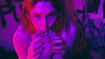 Sub girl with big feet locked to spreader bar for the pleasure of her goddess