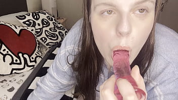 Thick virgin girl does ass to mouth again with her dildo