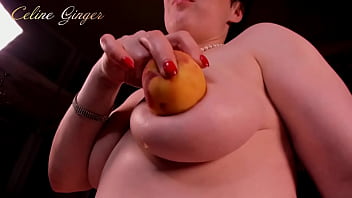 I caress myself with a peach erotic