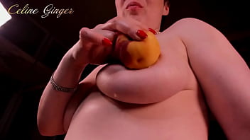I caress myself with a peach erotic