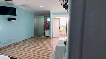 My horny stepbrother masturbates while he spies on me and fucks me with his big cock until he makes me creampie