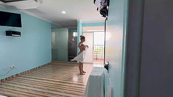 My horny stepbrother masturbates while he spies on me and fucks me with his big cock until he makes me creampie