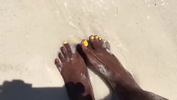 Water over her feet