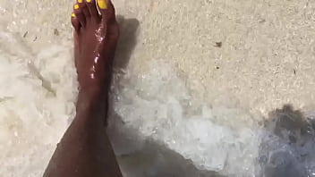 Water over her feet