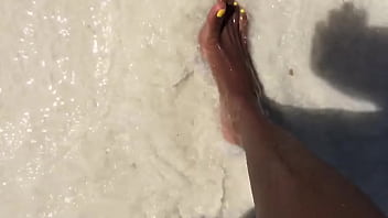 Water over her feet