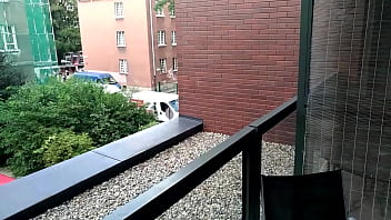 Squirting at hotel terrace