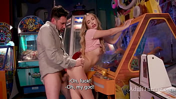 Cute teenie blonde stepdaughter deepthroats stepdads cock outdoor