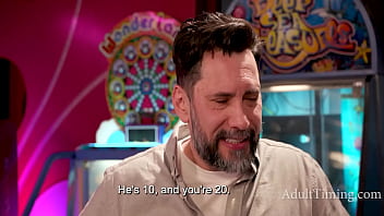 Cute teenie blonde stepdaughter deepthroats stepdads cock outdoor