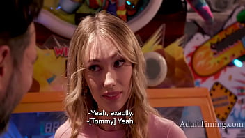 Cute teenie blonde stepdaughter deepthroats stepdads cock outdoor