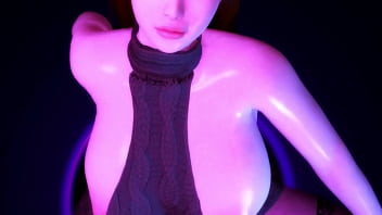 Girl sit on a moving chair