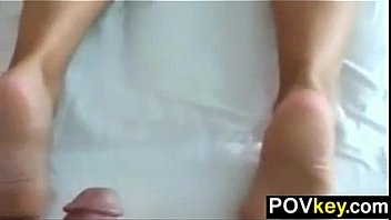 Cumming on her beautiful foot point of view