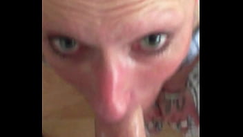 Cock starved i drop to my knees for his sloppy blowjob and cumshot straight in my eyes